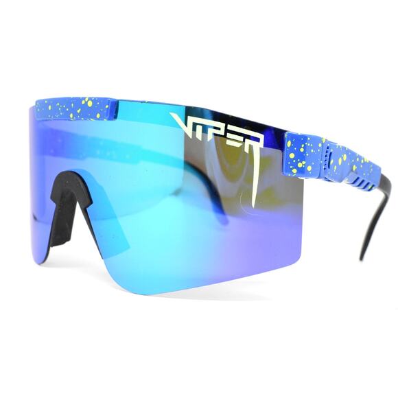 Pit Viper Solid Blue/Yellow Dots Shield Sunglasses- LENSES GOOD/FRAMES VERY GOOD - Picture 1 of 11